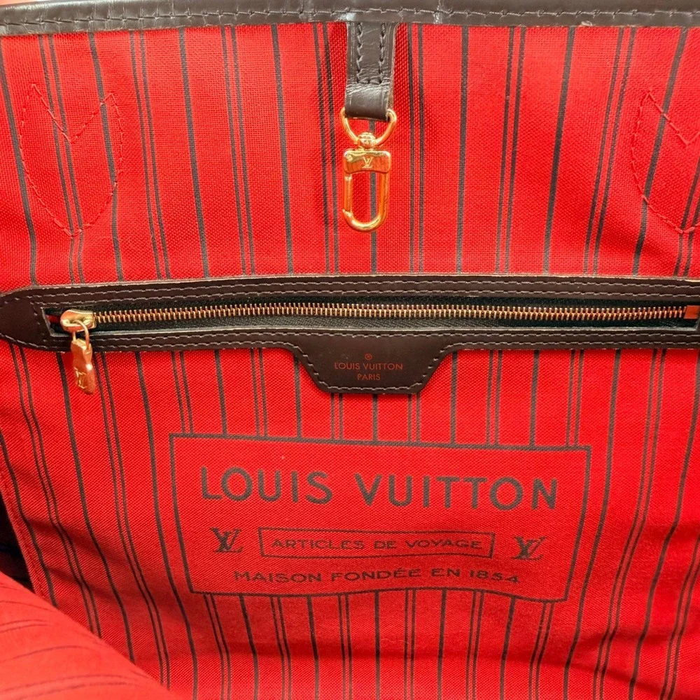Louis Vuitton Neverfull MM Brown Damier Ebene Tote Luxury Classic Work Travel